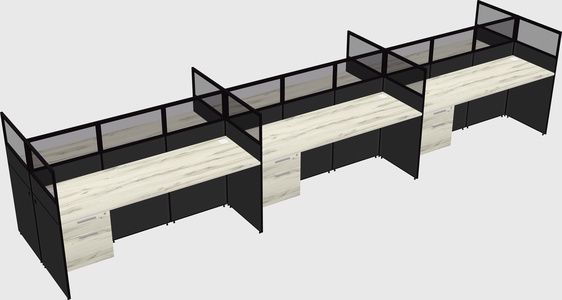 Shared rectangular cubicle