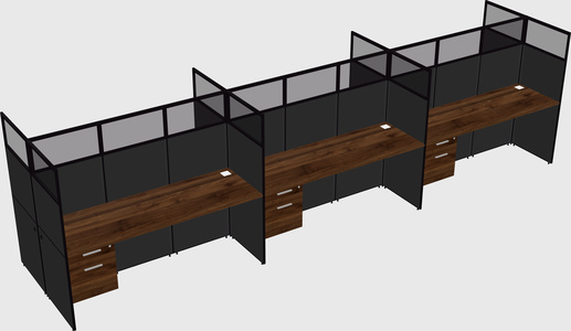 Shared rectangular cubicle