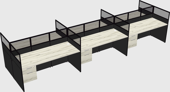 Shared rectangular cubicle