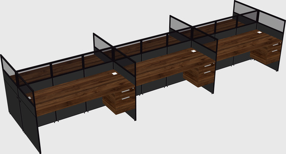 Shared rectangular cubicle
