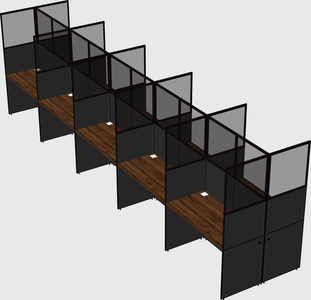 Shared rectangular cubicle