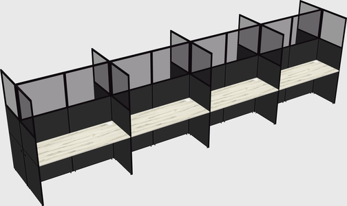 Shared rectangular cubicle