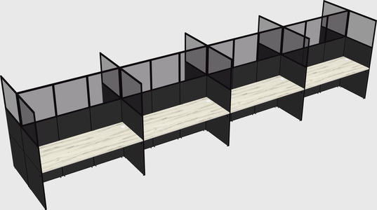 Shared rectangular cubicle