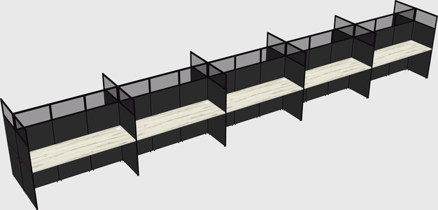 Shared rectangular cubicle