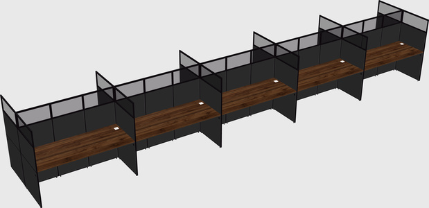 Shared rectangular cubicle