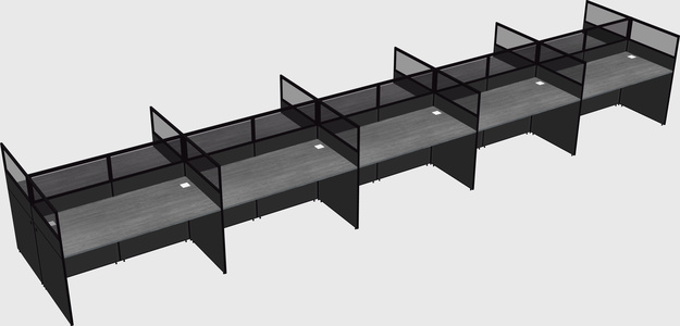 Shared rectangular cubicle