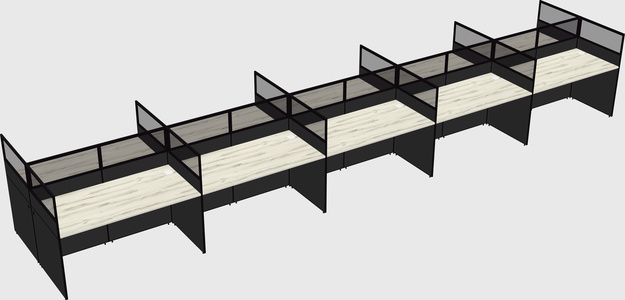Shared rectangular cubicle