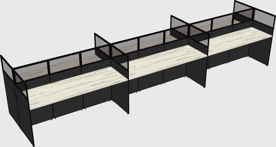 Shared rectangular cubicle