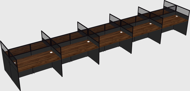 Shared rectangular cubicle