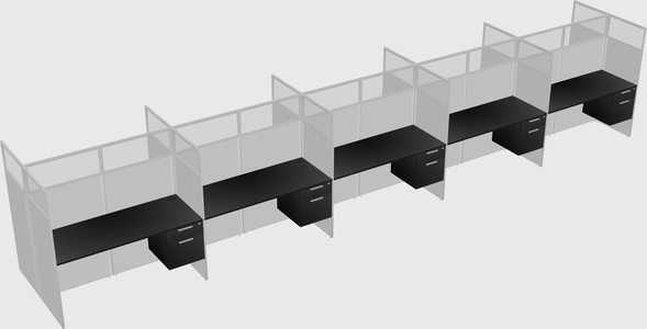 Shared rectangular cubicle