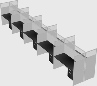 Shared rectangular cubicle