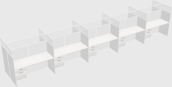 Shared rectangular cubicle