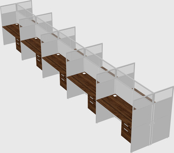 Shared rectangular cubicle