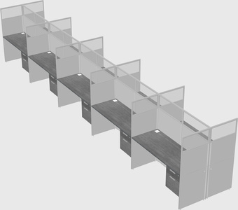 Shared rectangular cubicle