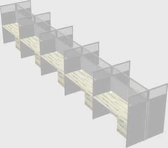 Shared rectangular cubicle