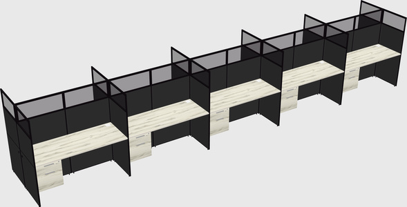 Shared rectangular cubicle