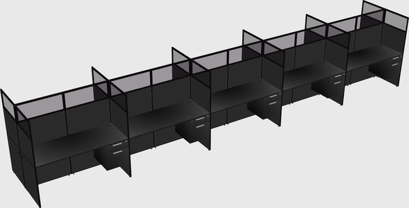 Shared rectangular cubicle