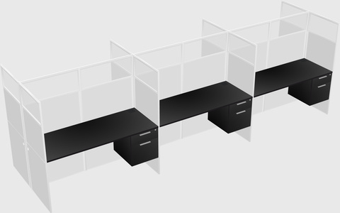 Shared rectangular cubicle
