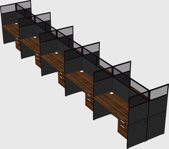 Shared rectangular cubicle