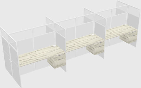 Shared rectangular cubicle