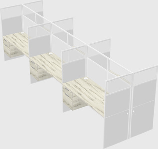 Shared rectangular cubicle