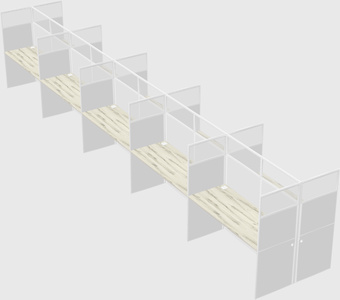 Shared rectangular cubicle