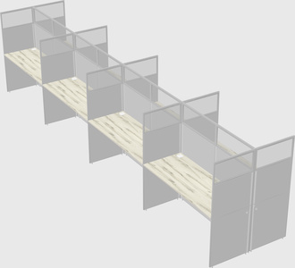 Shared rectangular cubicle