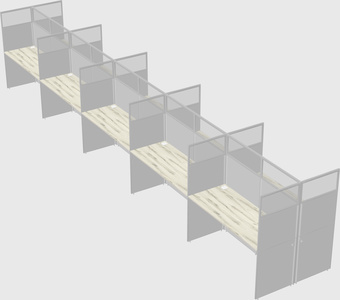 Shared rectangular cubicle