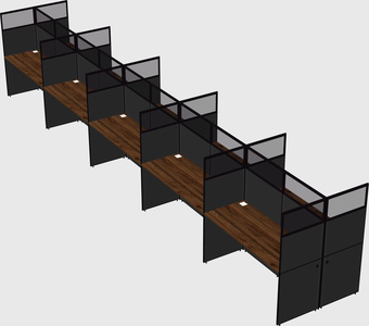 Shared rectangular cubicle