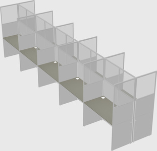 Shared rectangular cubicle