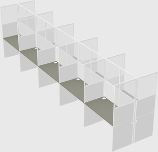 Shared rectangular cubicle