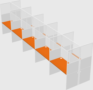 Shared rectangular cubicle