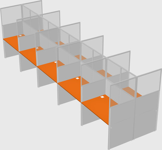 Shared rectangular cubicle