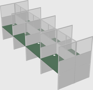 Shared rectangular cubicle