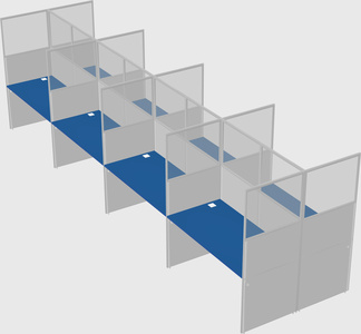 Shared rectangular cubicle