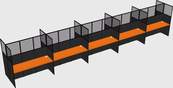 Shared rectangular cubicle