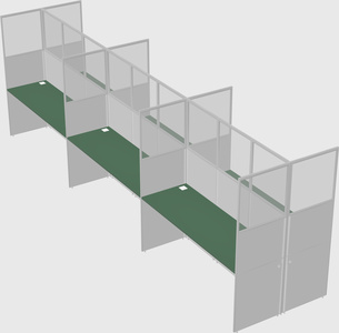 Shared rectangular cubicle