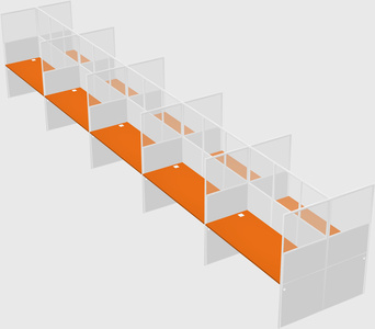 Shared rectangular cubicle