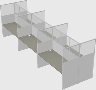 Shared rectangular cubicle