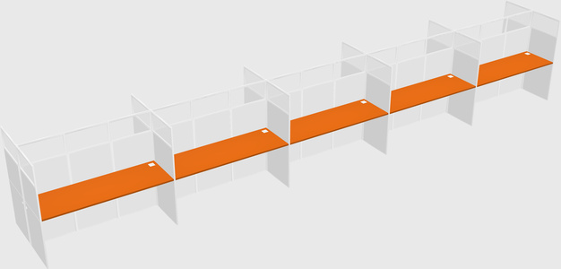 Shared rectangular cubicle