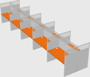 Shared rectangular cubicle