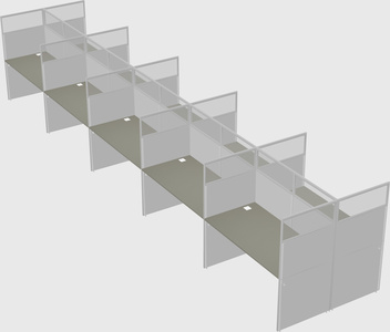 Shared rectangular cubicle