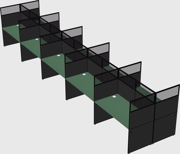 Shared rectangular cubicle