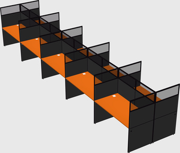 Shared rectangular cubicle