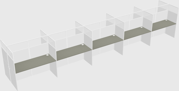 Shared rectangular cubicle