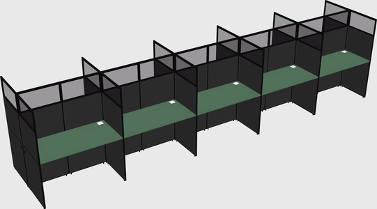 Shared rectangular cubicle