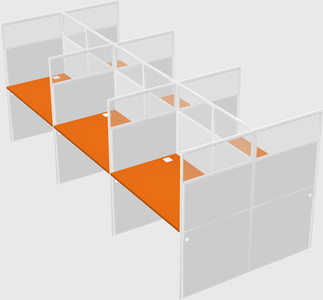 Shared rectangular cubicle