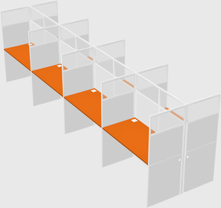 Shared rectangular cubicle