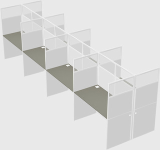 Shared rectangular cubicle