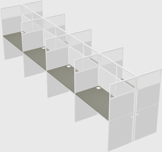 Shared rectangular cubicle